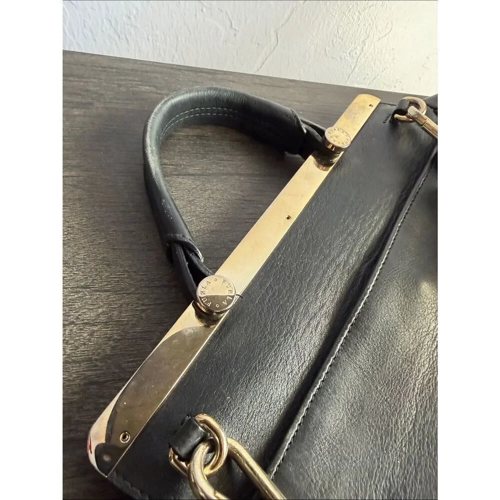 Furla Leather Satchel Handbag - Red and Black